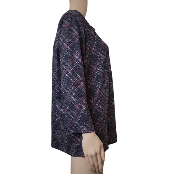 Napa Valley 3/4 Sleeve Plaid Hacci Pleated Women's Top 2X - Picture 3 of 6